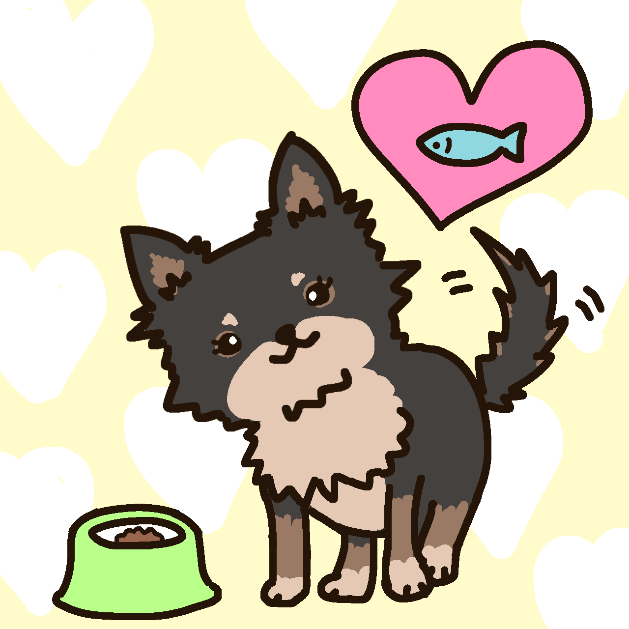 ゆるいタッチで描いたワンコのイラスト例